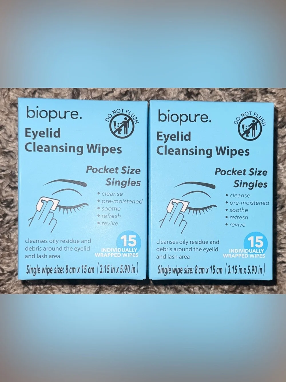 2 boxes of 15 pieces each - Eyelid Cleansing Wipes - Blue Pocket